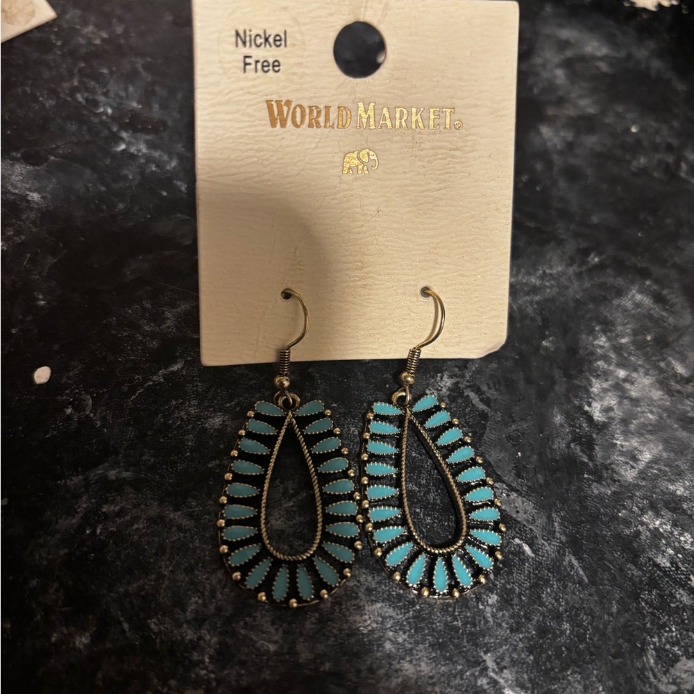World Market Blue Teardrop Earrings